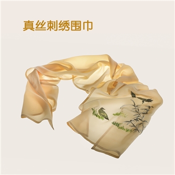 手工刺绣湘绣真丝围巾伴手礼出国礼品湖南特色产品双面绣可定制 