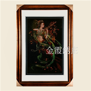 金霞绣庄湘绣精品飞天图卧室玄关精致大幅艺术挂画